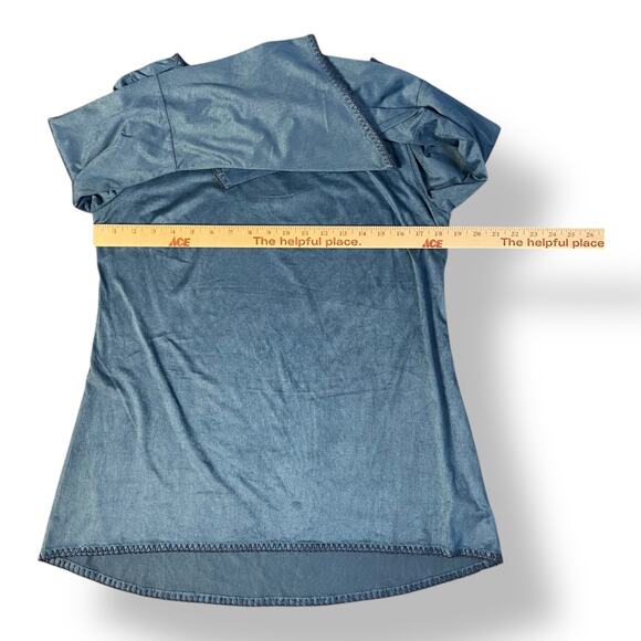 Soft Surroundings Blue Beatrix Faux Suede Flare Sleeve‎ Top Size S Boho Cottage - Picture 3 of 8